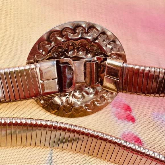 Vintage Gold Tone Serpentine Coil Stretch Belt - Picture 6 of 10